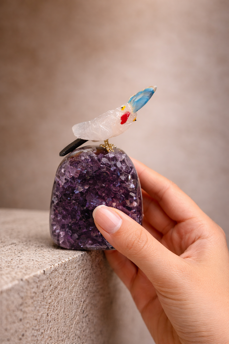 Semi-Precious Gemstone Bird Figure