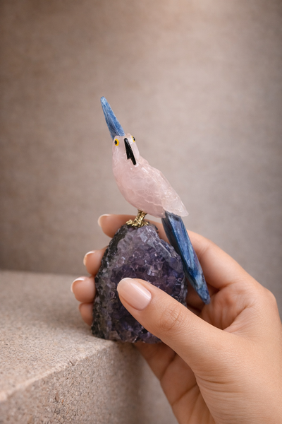 Natural Gemstone Bird Statement Décor