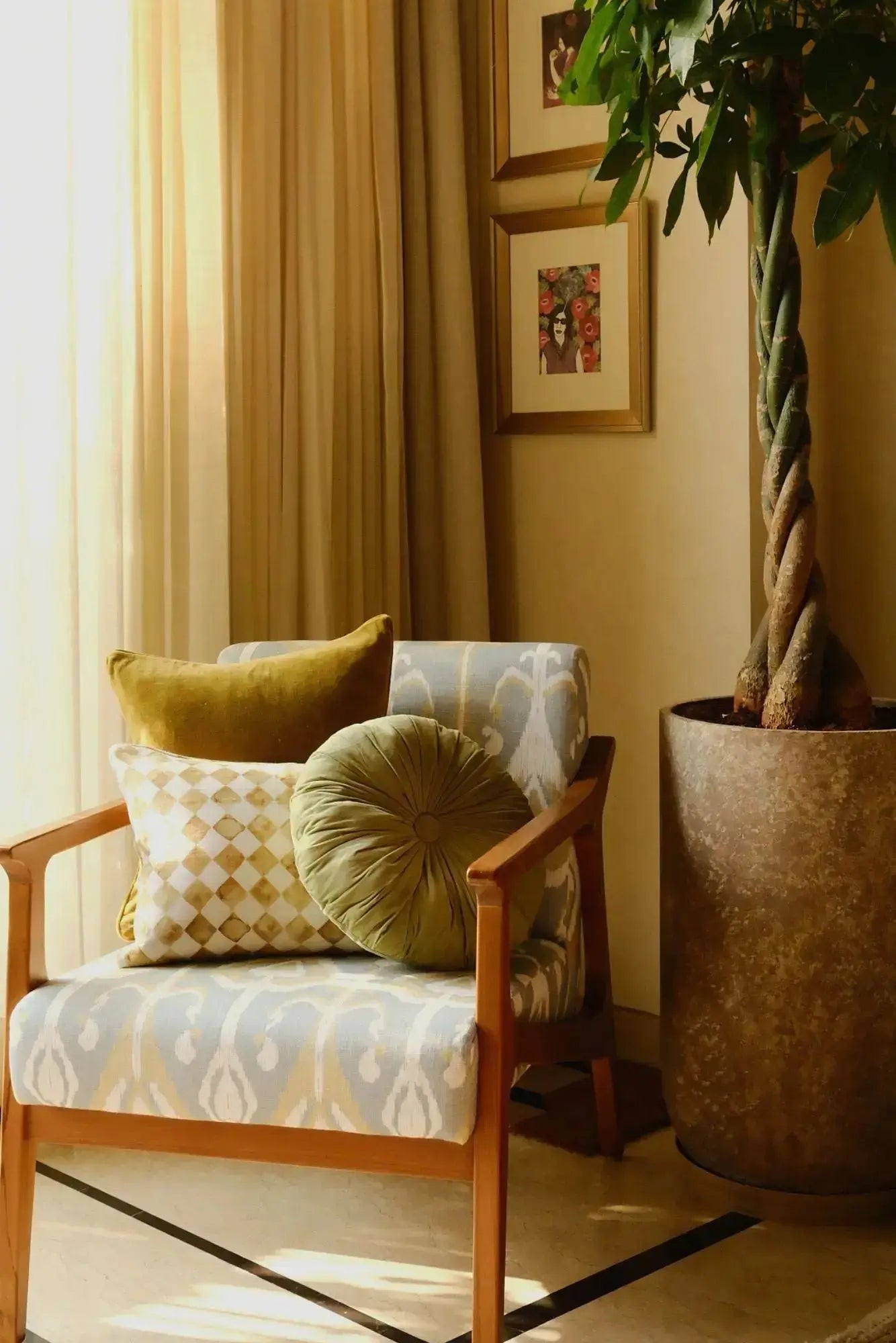 Cushion Cover - Checker Ochre Oblong
