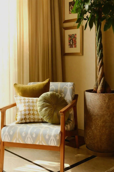 Cushion Cover - Checker Ochre Oblong