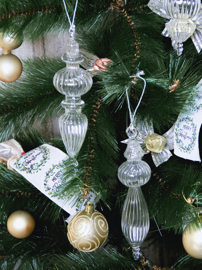 Christmas Glass Ornaments Set of 6