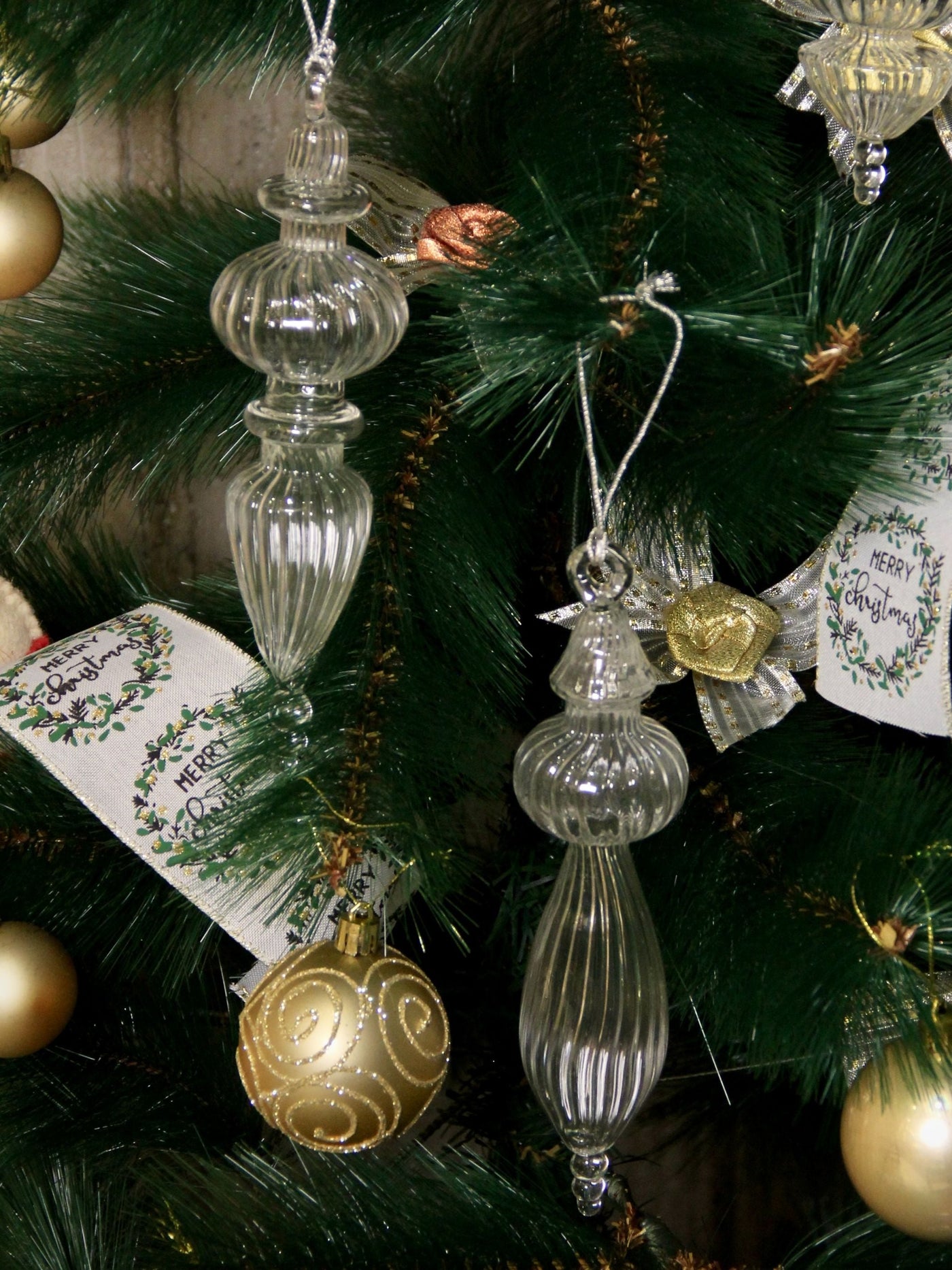 Christmas Glass Ornaments Set of 6