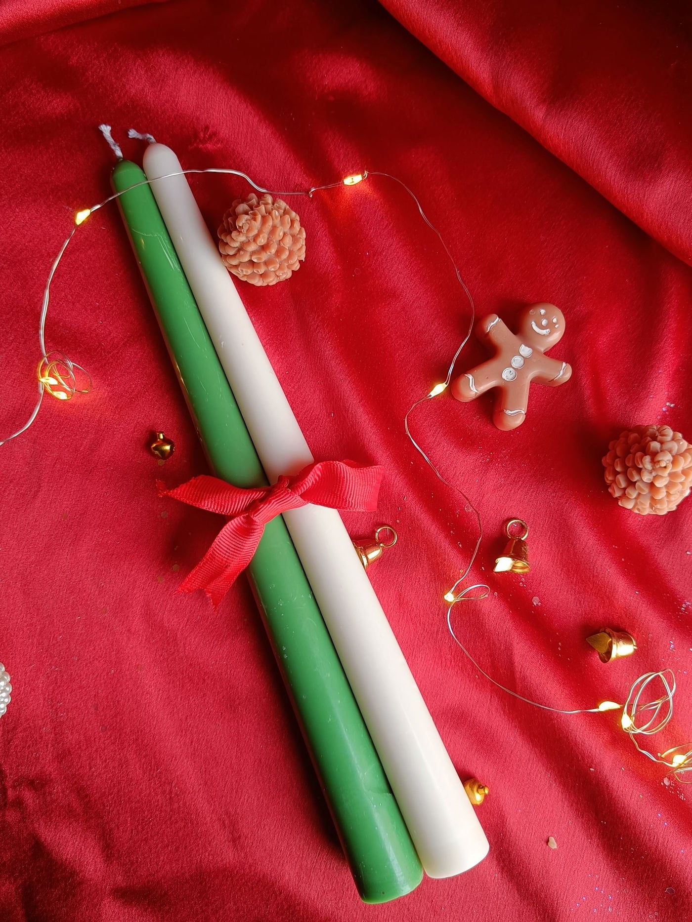 Christmas Taper Candles Green & White