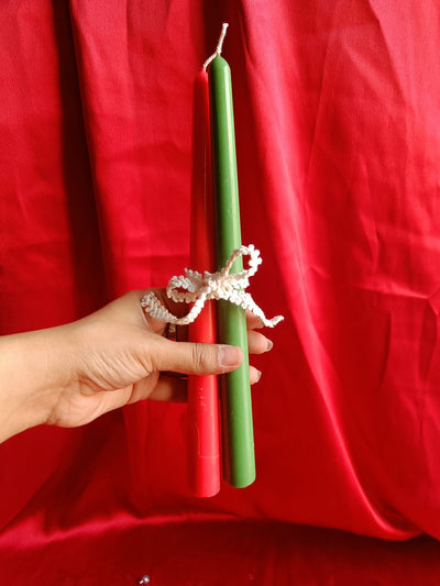 Christmas Taper Candles Red & Green