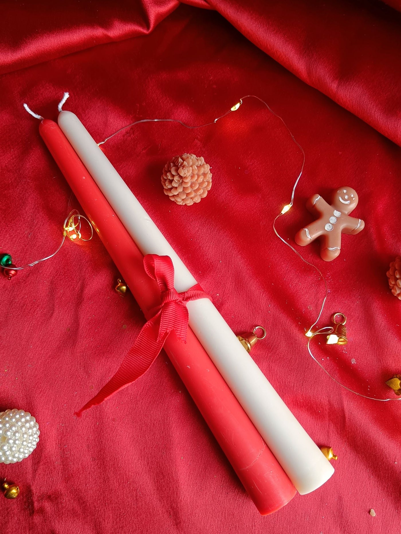 Christmas Taper Candles Red & White