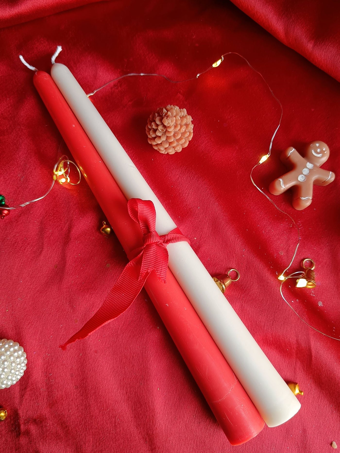 Christmas Taper Candles Red & White