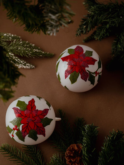 Christmas themed handpainted Glass Baubles