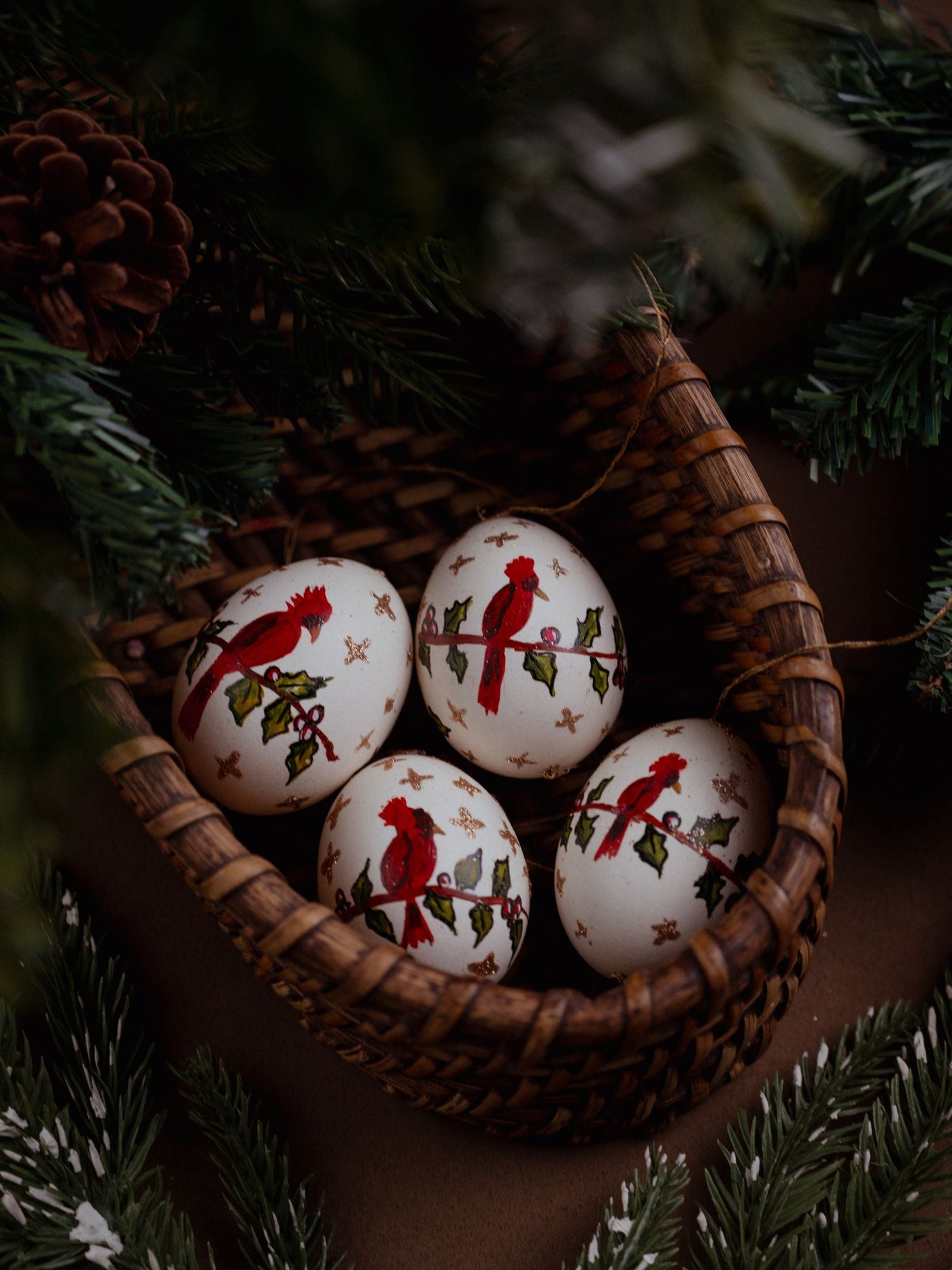 Christmas themed Handpainted original eggshell- pack of 2