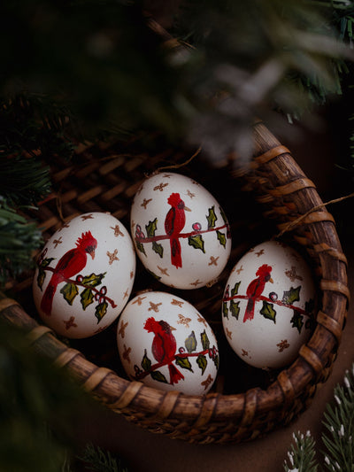 Christmas themed Handpainted original eggshell- pack of 2