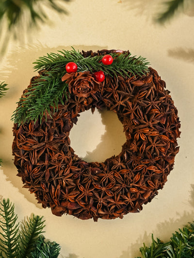 Christmas wreath made with star anise