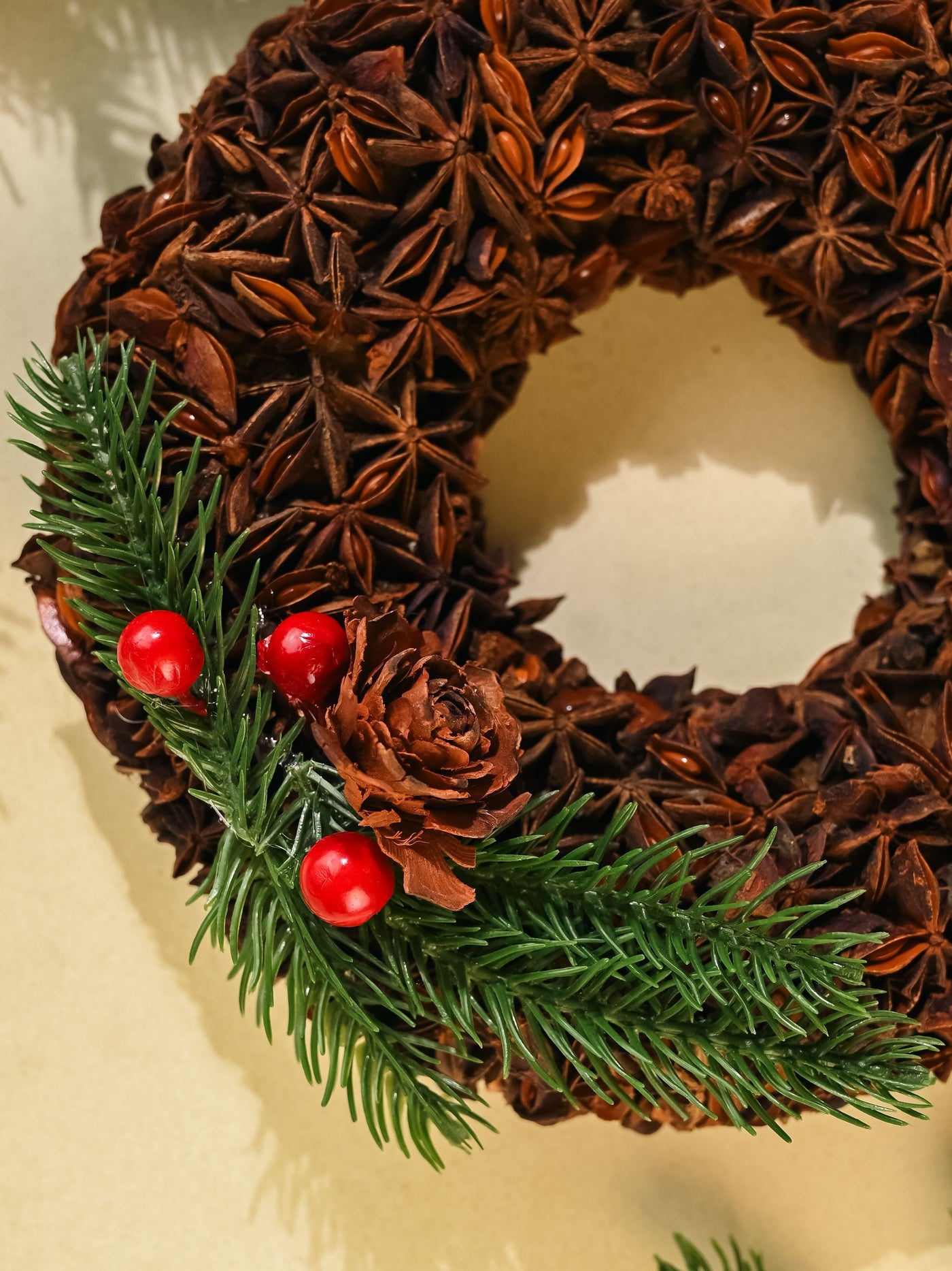 Christmas wreath made with star anise