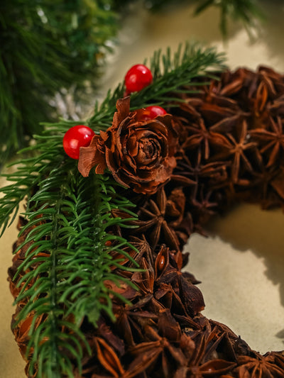 Christmas wreath made with star anise