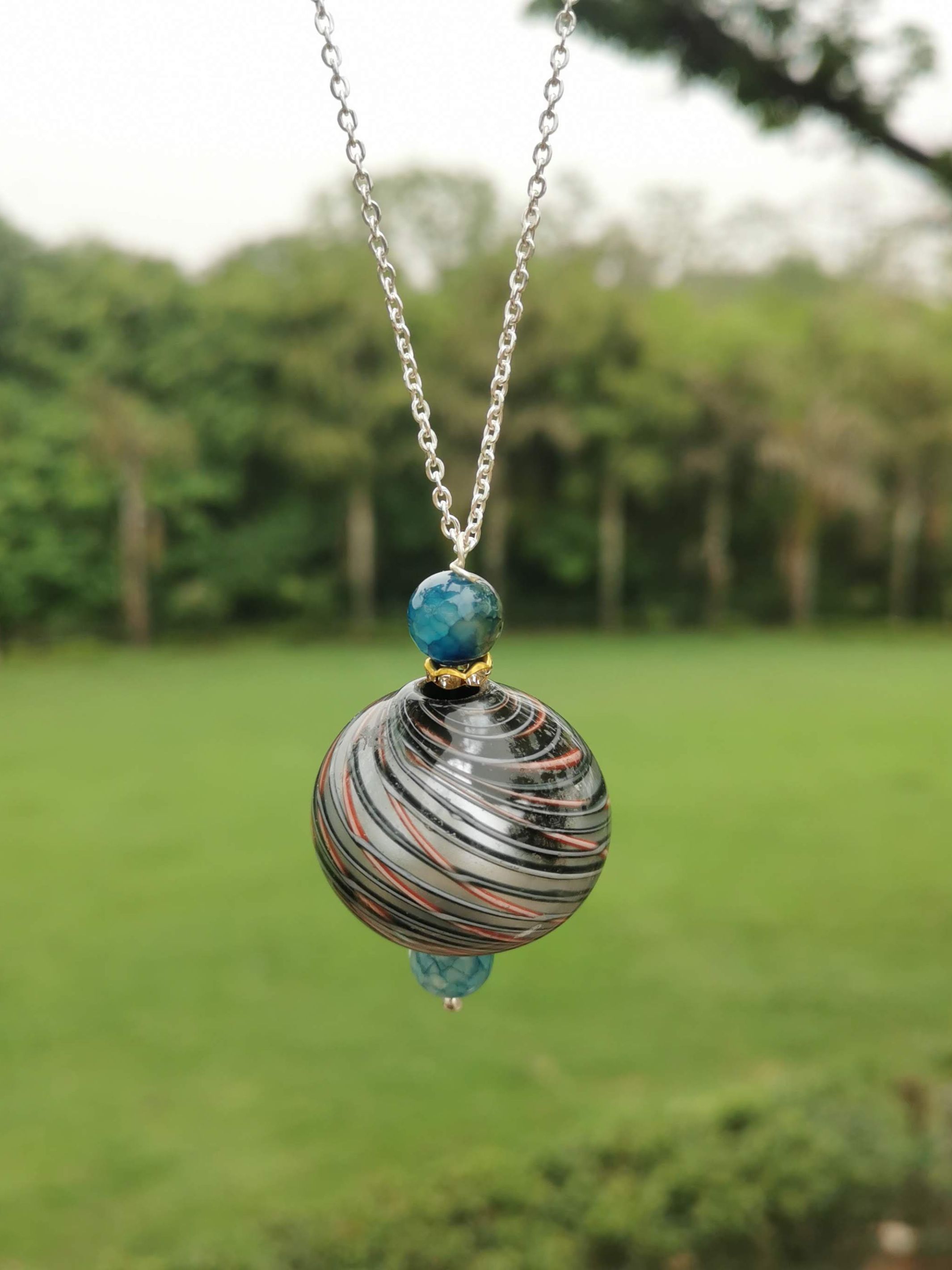 Classic Charm Necklace - Silver Black