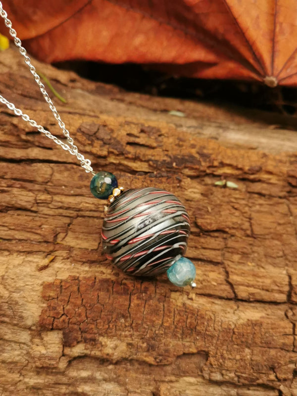 Classic Charm Necklace - Silver Black
