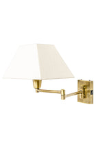 Classy Swivel 2 Arm Antique Brass Bedside Wall Light with Trapezoid Shade