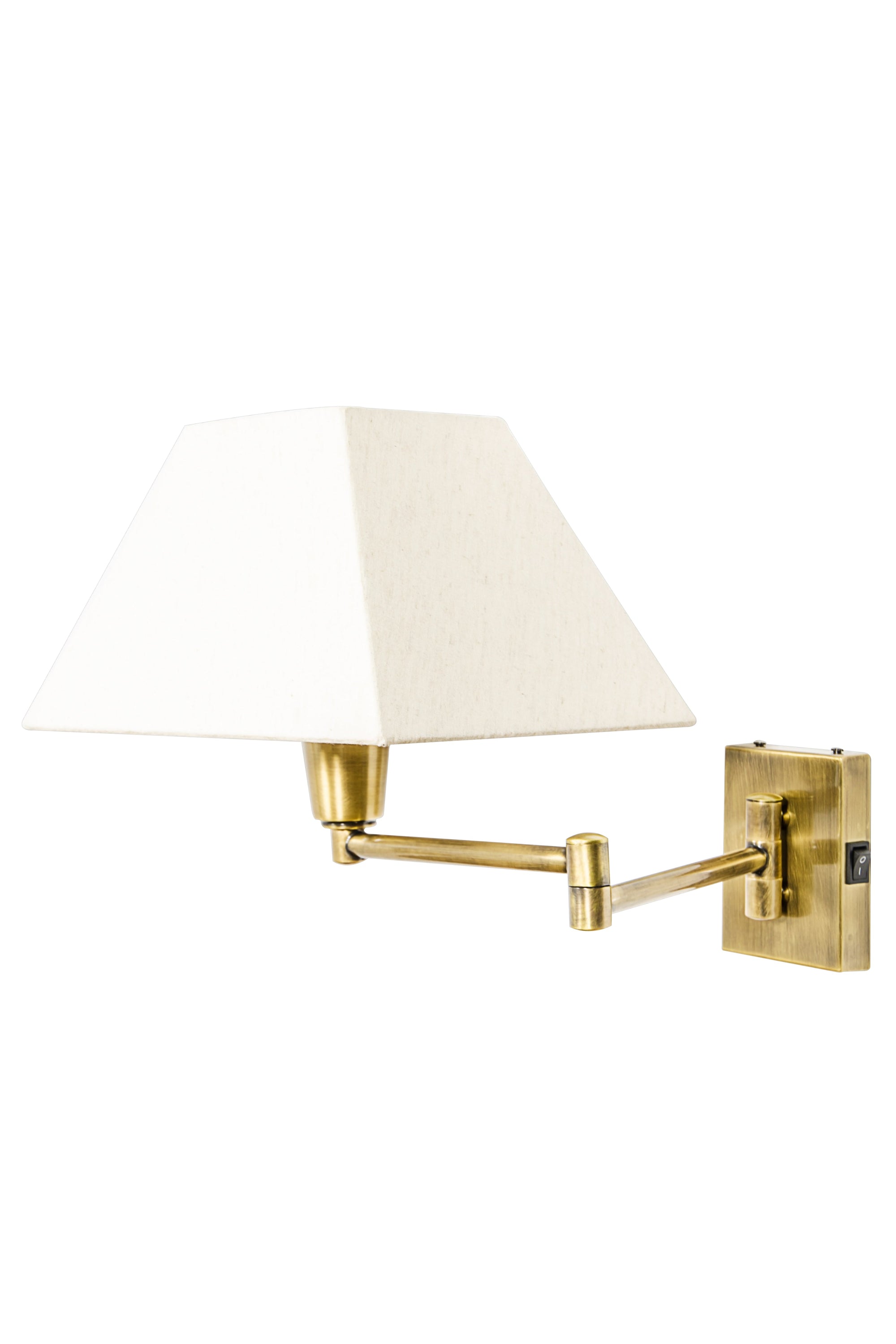 Classy Swivel 2 Arm Antique Brass Bedside Wall Light with Trapezoid Shade