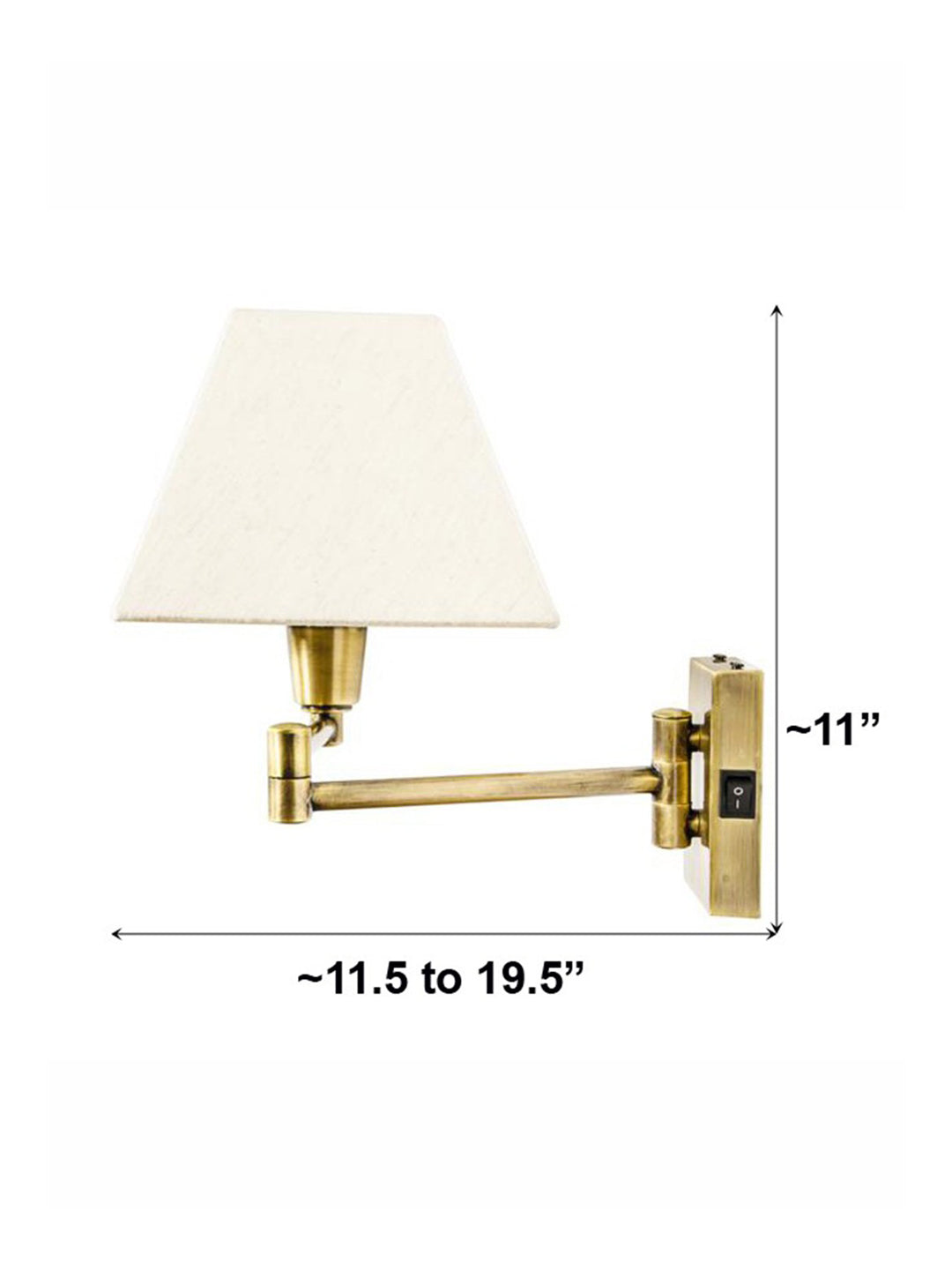 Classy Swivel 2 Arm Antique Brass Bedside Wall Light with Trapezoid Shade
