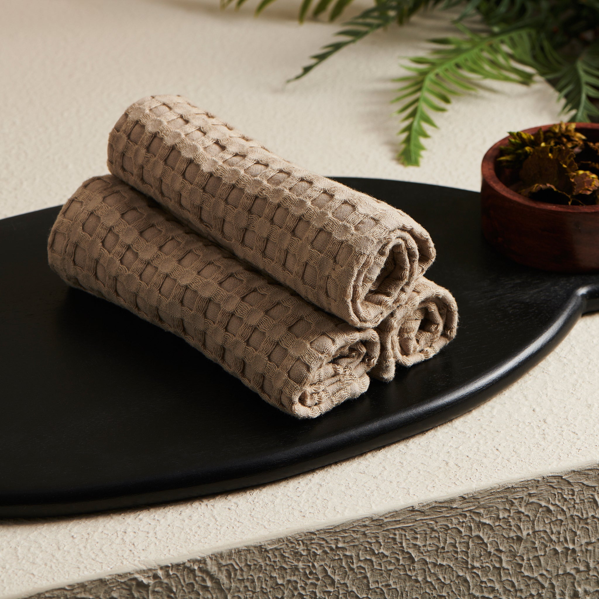 Clay | Cotton Bamboo | Waffle | Face Towels - Set of 2