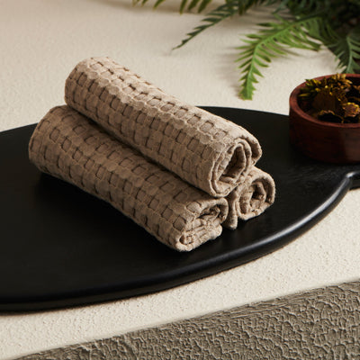 Clay | Cotton Bamboo | Waffle | Face Towels - Set of 2