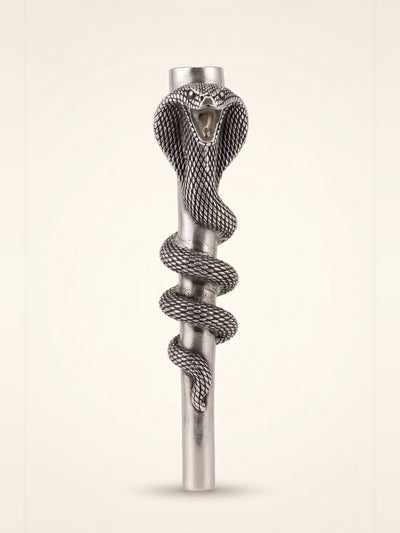 Coiled cobra hookah tip in pure silver plating with a raised hood, by Sabera