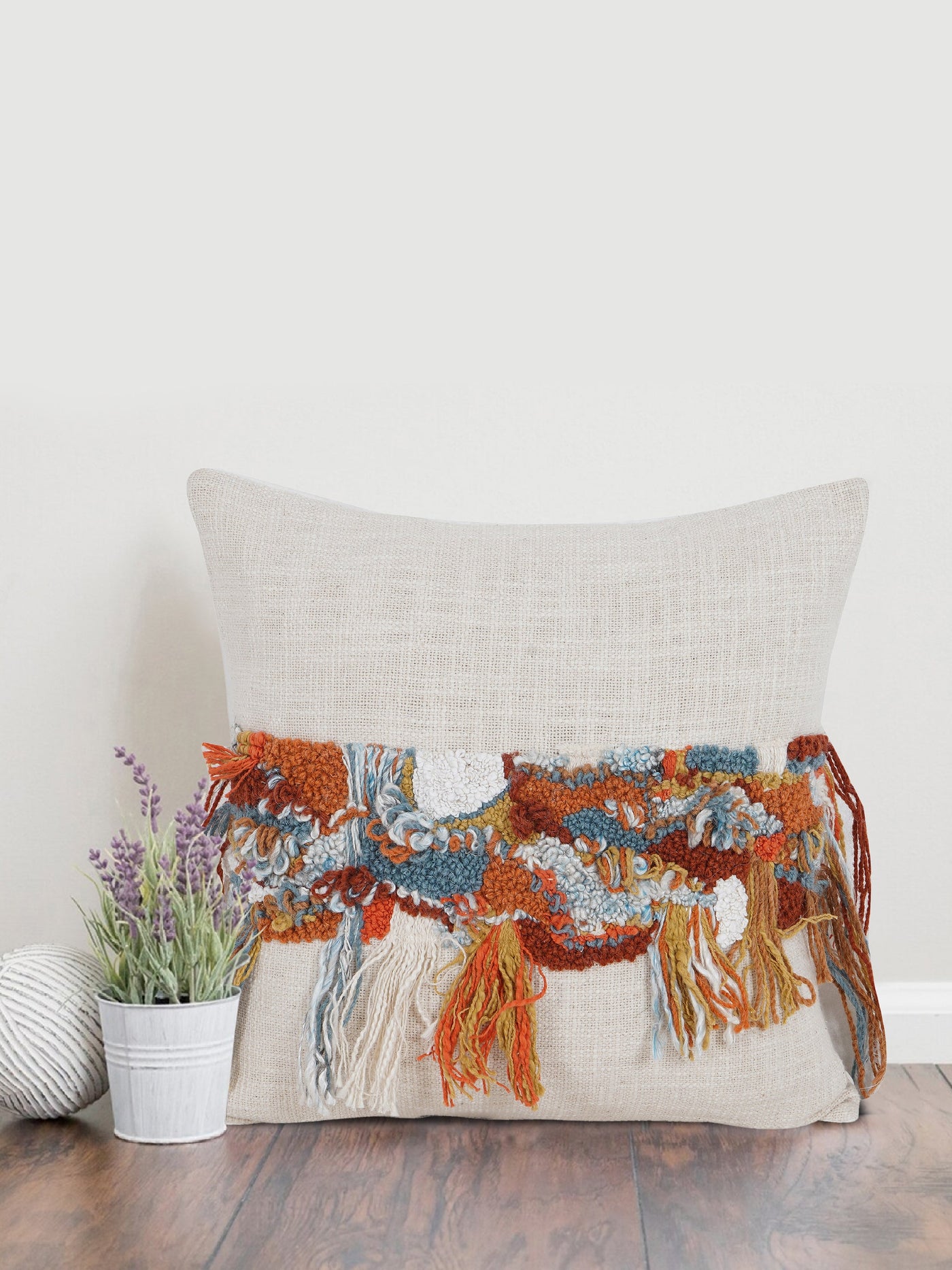 Colour Cascade Embroidered Cushion