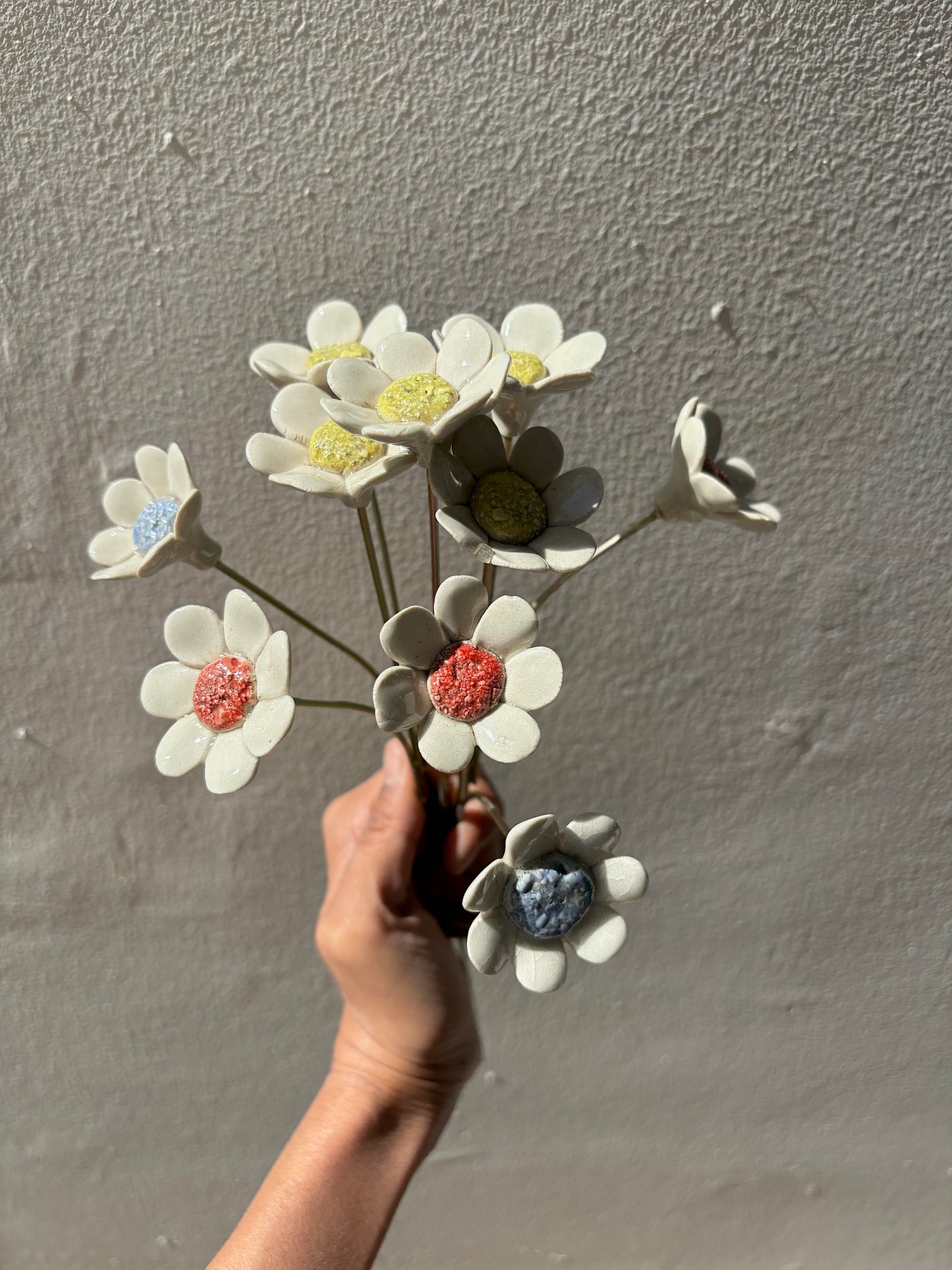 Colour Blocked wildflowers - double flower stem