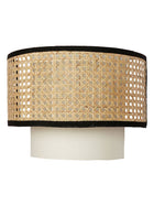 Concentric Cane & Fabric Half Drum Shade Contemporary Single Wall lamp