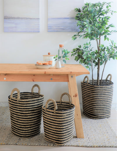 Conical basket black natural
