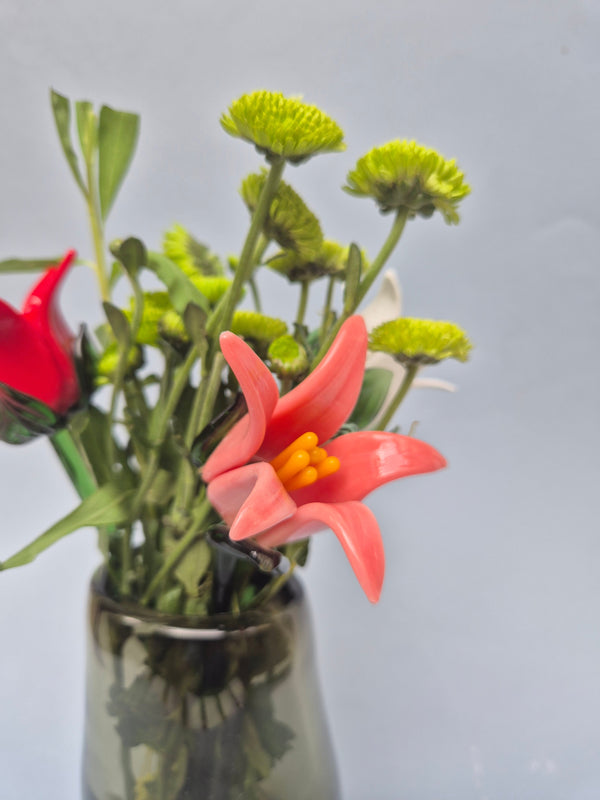 Tinsel Lily Glass Flower Stem - Coral