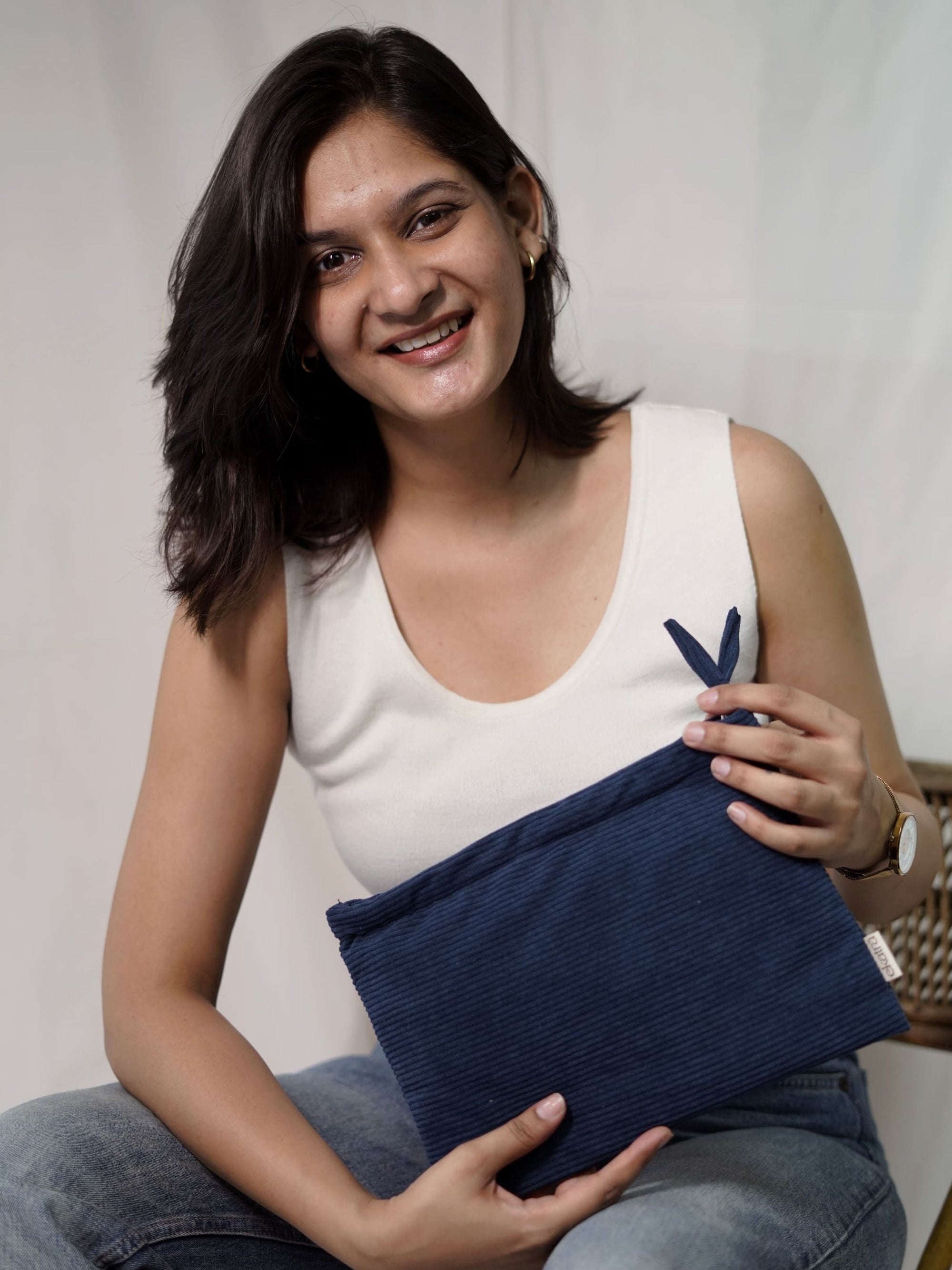 Courdroy Pouch Large  - Vincent Blue