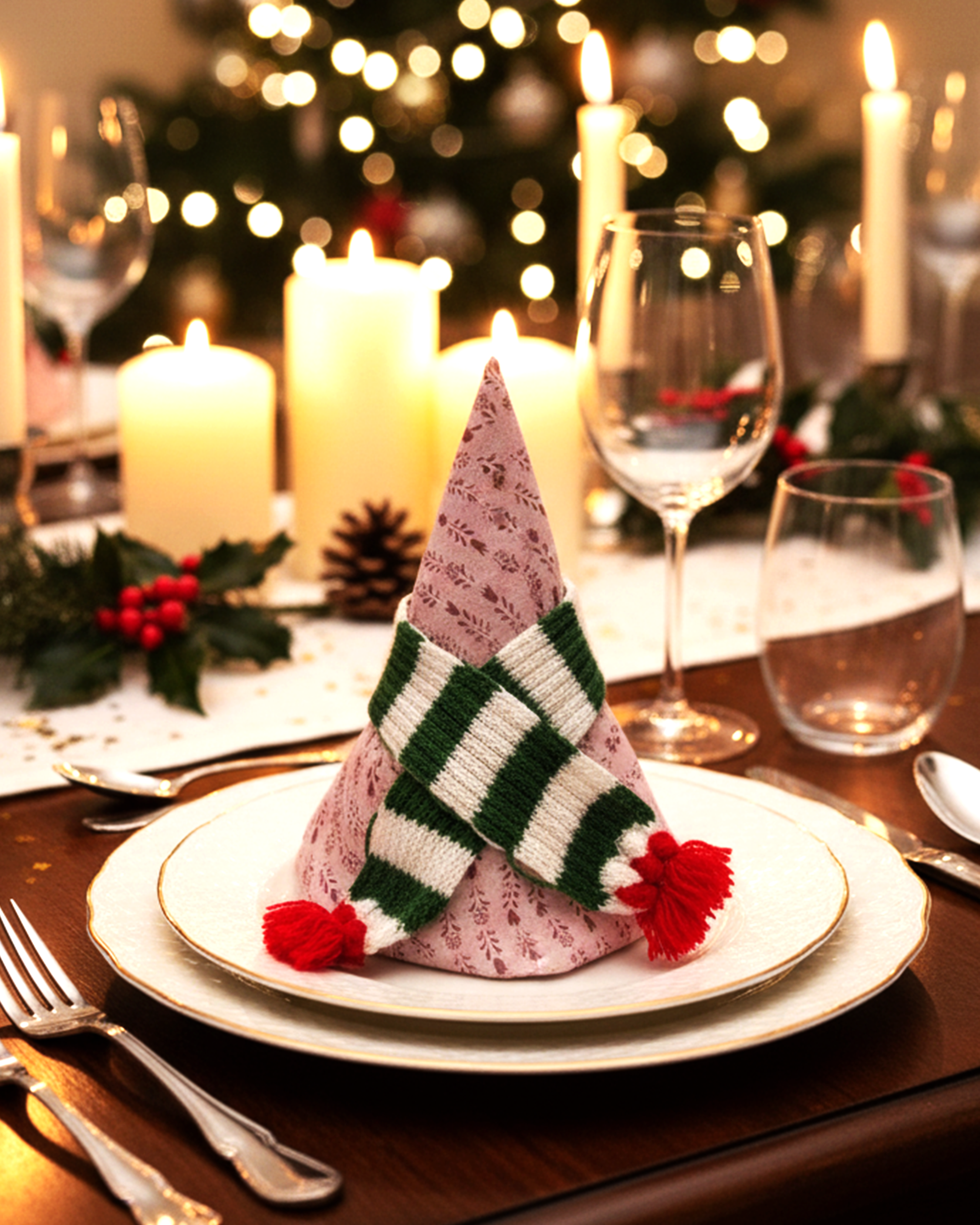 Christmas Stripes Napkin Ring - Set of 4