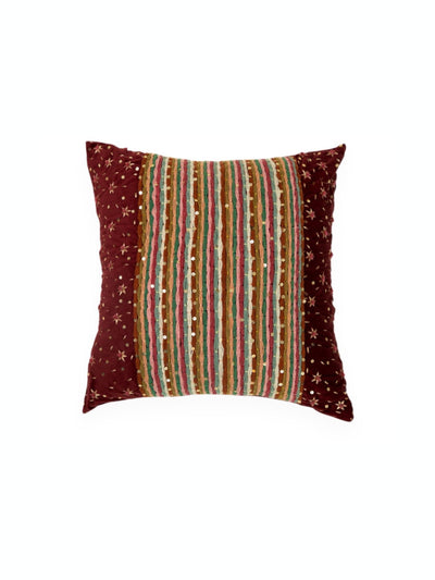 Crimson Stripes Cushion Cover