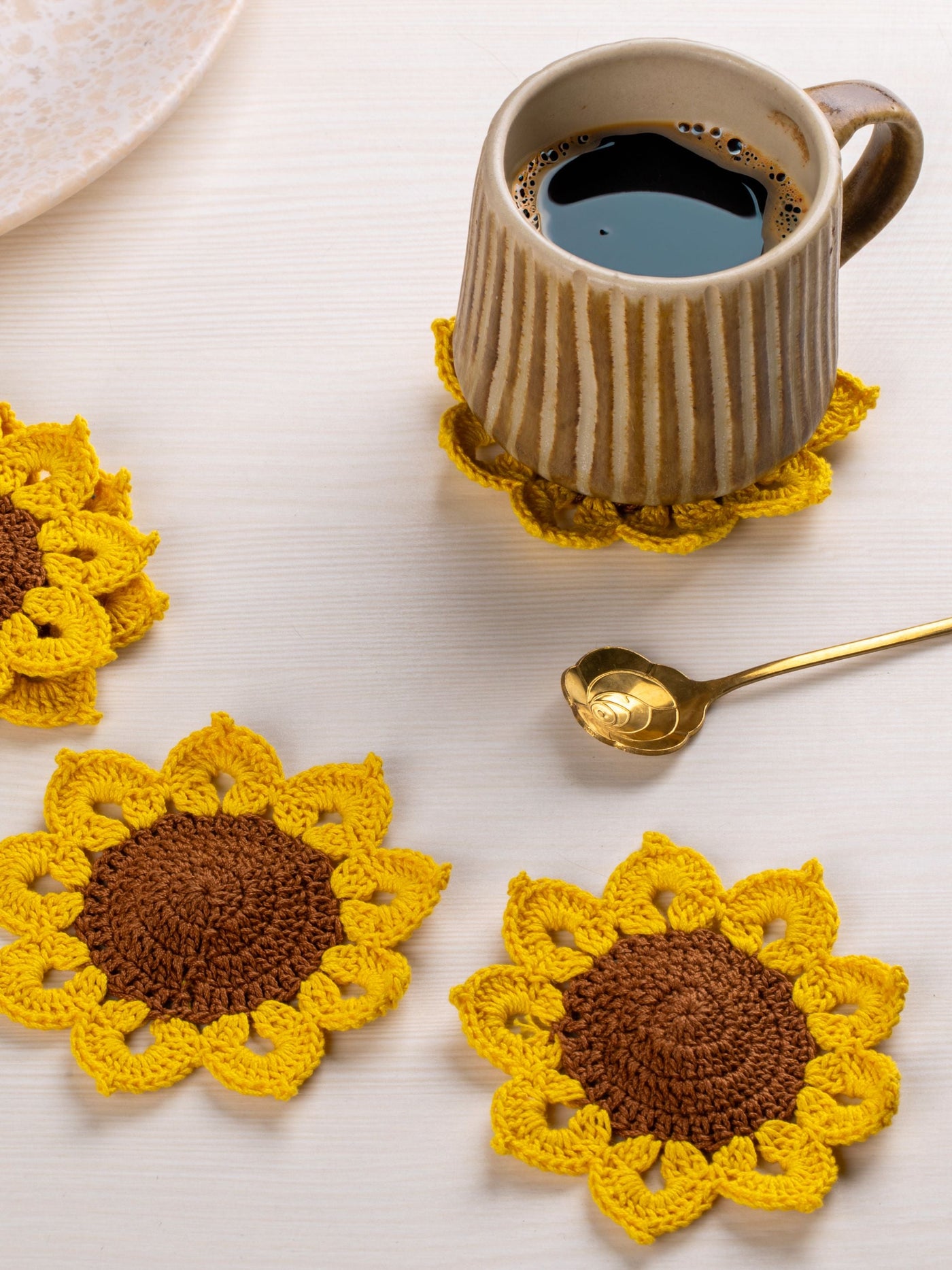 Crochet Sunflower Coasters