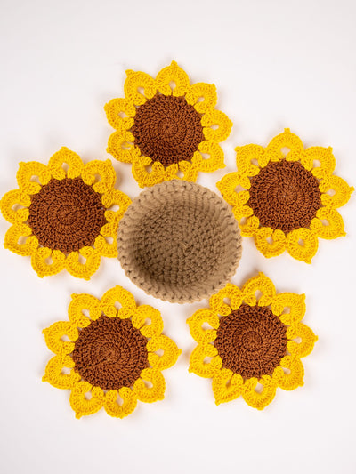 Crochet Sunflower Coasters