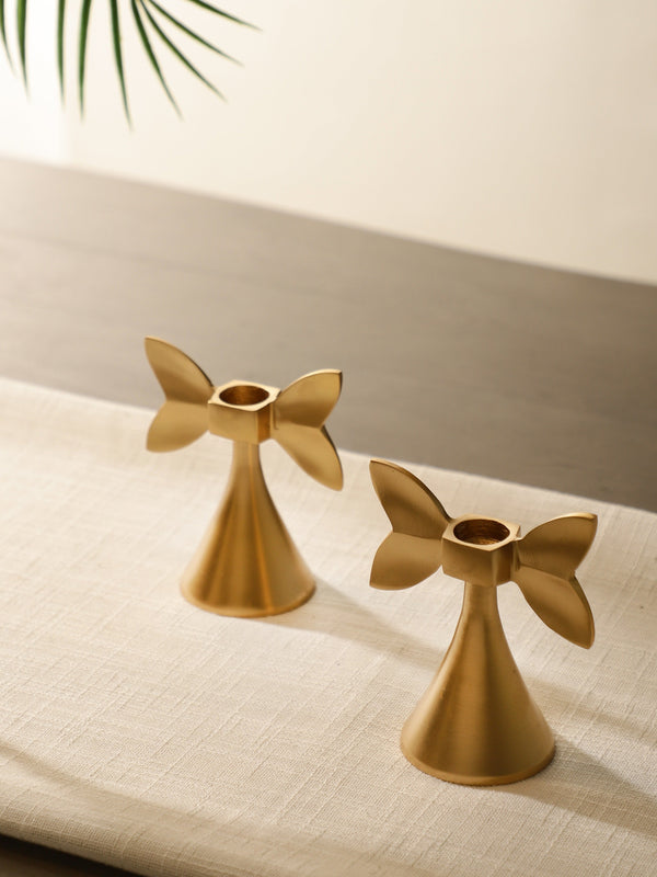 Golden Bow Candle Holder