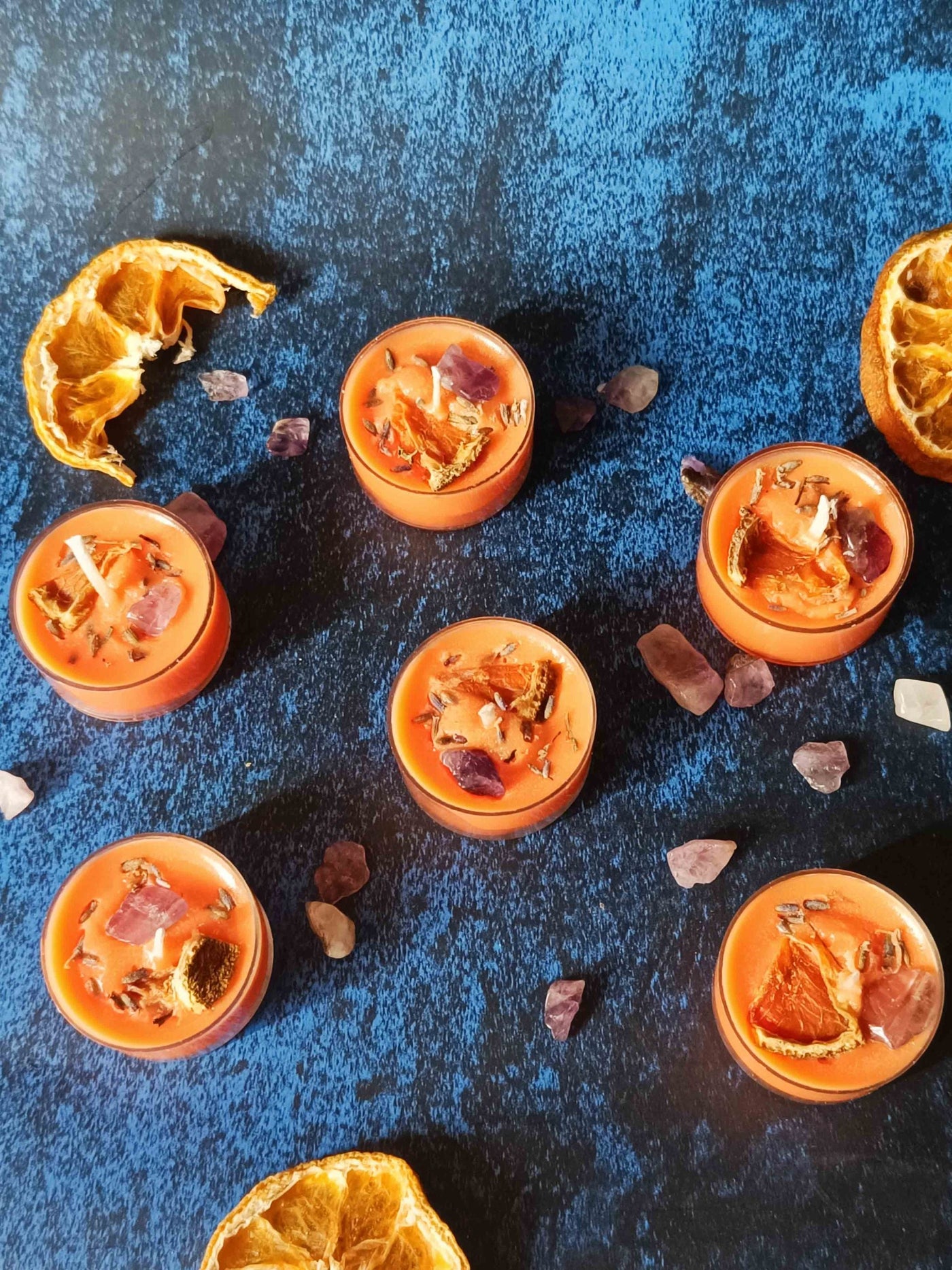 Tealight Candle Set Of 6 - Orange Crystal