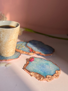 Crystal  Agate with Rose Gold Edging Coaster Set