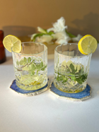 Crystal  Agate with Silver Plated Coasters Set