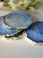 Crystal  Agate with Silver Plated Coasters Set