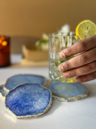 Crystal  Agate with Silver Plated Coasters Set