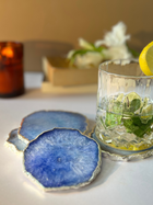 Crystal  Agate with Silver Plated Coasters Set