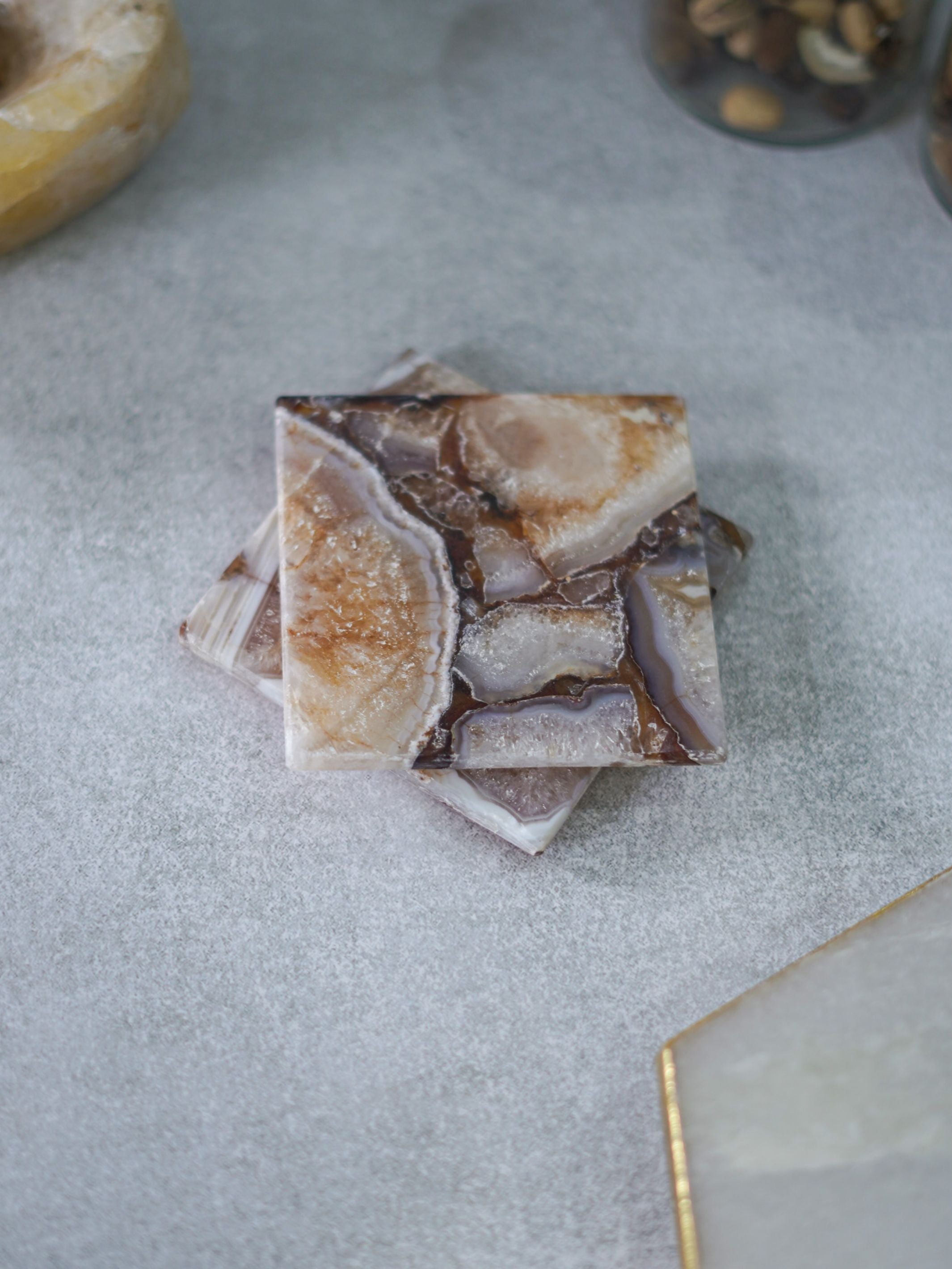 Crystal Agate Stone Coaster Set of 2