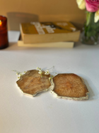 Crystal  Agate with Silver Plated Coasters Set