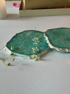Crystal  Agate with Silver Plated Coasters Set