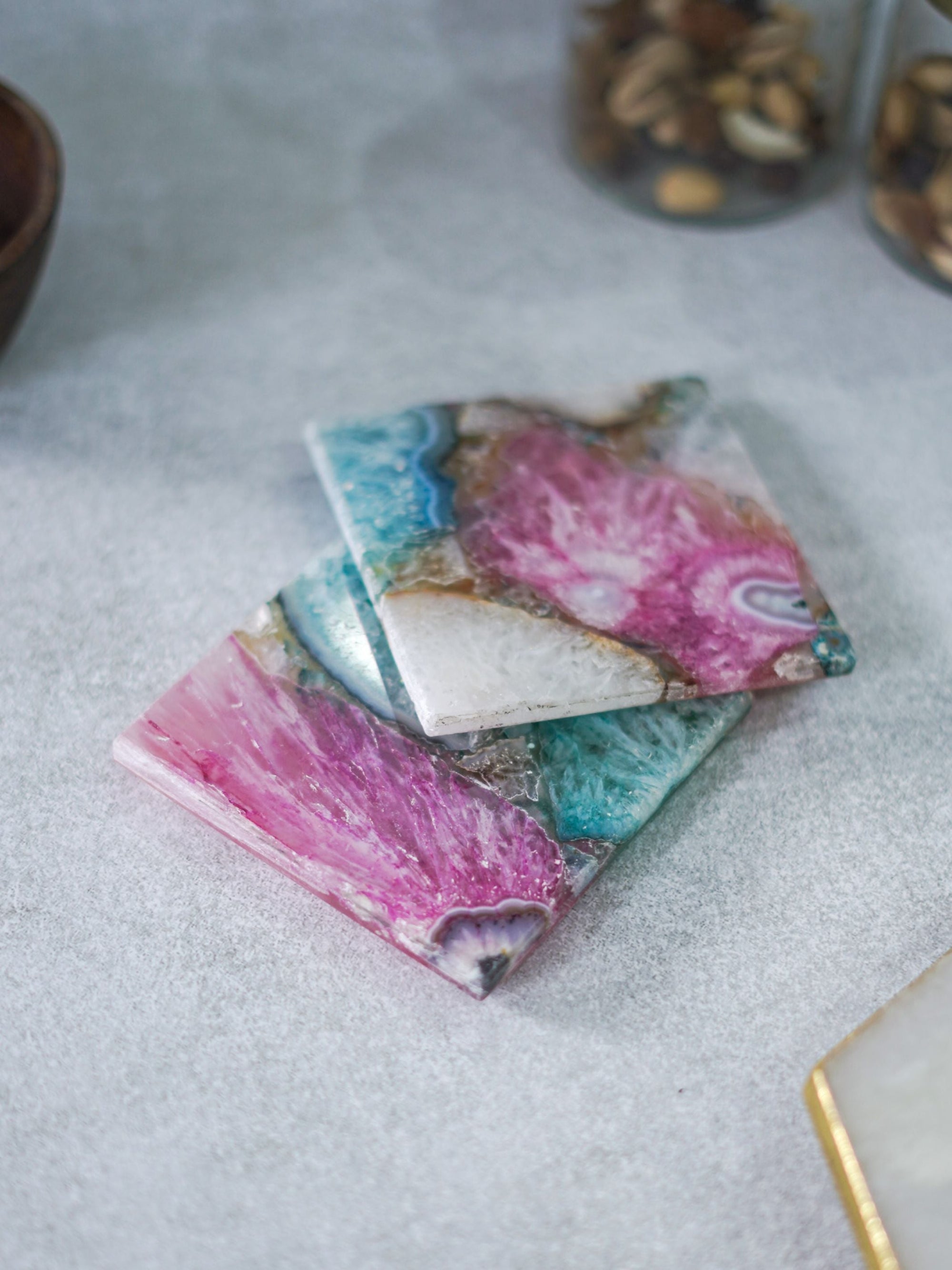 Crystal Agate Stone Coaster Set of 2