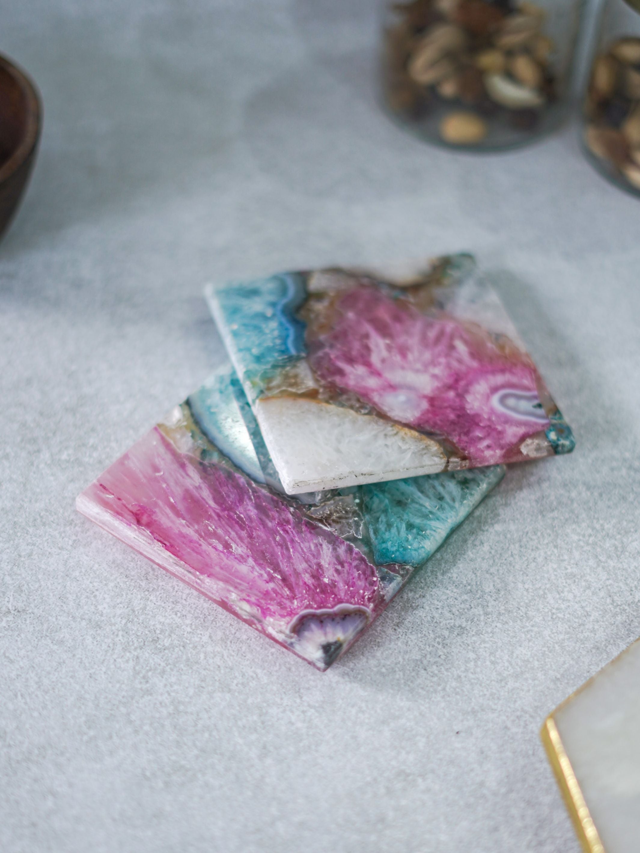 Crystal Agate Stone Coaster Set of 2