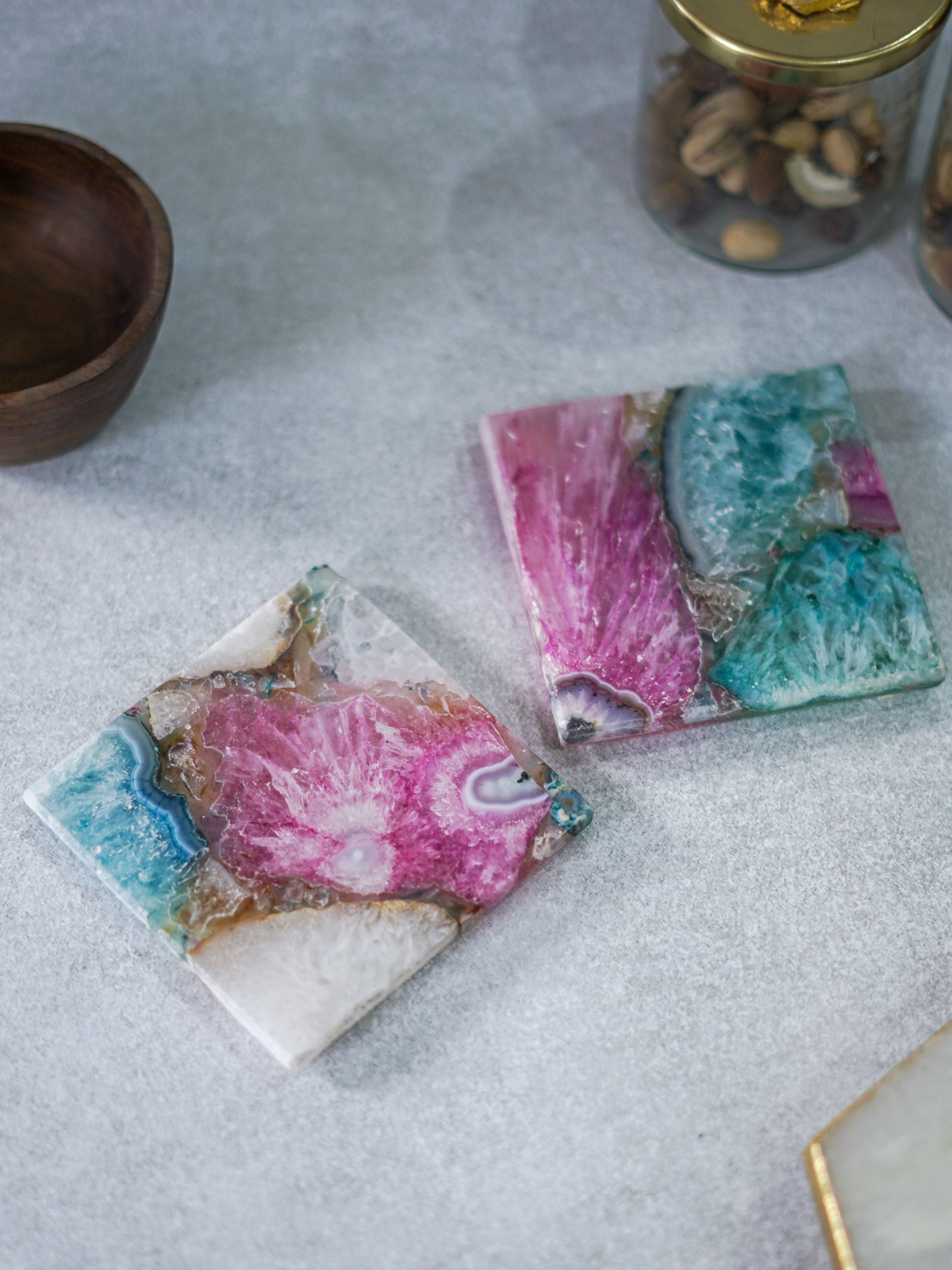 Crystal Agate Stone Coaster Set of 2