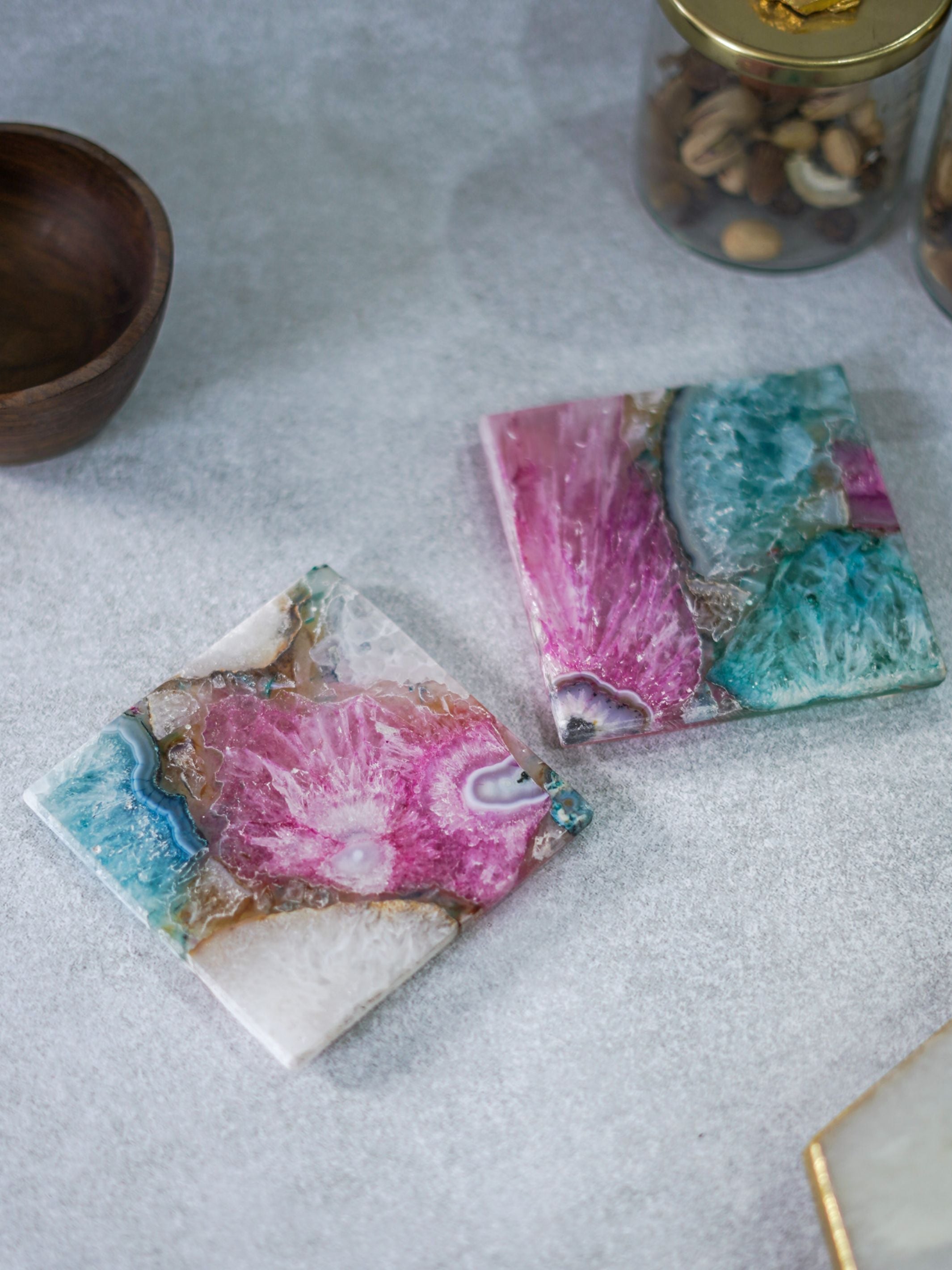 Crystal Agate Stone Coaster Set of 2