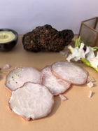 Crystal  Agate with Rose Gold Edging Coaster Set