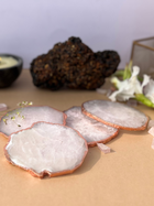 Crystal  Agate with Rose Gold Edging Coaster Set
